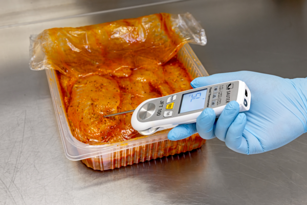 Temperature meter SAUTER JFT 100 Application picture with food
