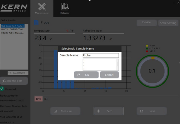 Software KERN Optics OXR 903 Basic Schermata 
